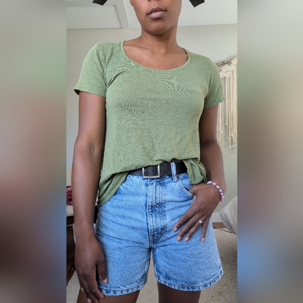 Eileen Fisher Green 100% Cotton T Shirt